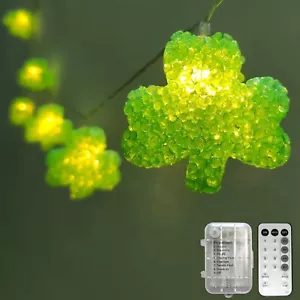 St Patricks Day Lights 6.8Ft Green Shamrock String Lights 10 LED Shatterproof Lu - Picture 1 of 7