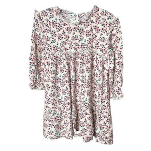Tahari Girl Dress Size 4 Floral Long Sleeve A-Line Peplum Teal Burgundy Ruffle - Picture 1 of 6