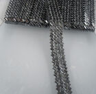 Hotfix rectangle gray glass crystal faceted rhinestones tape chain 40cm L51