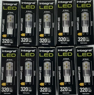 10 pack LED G9 2.6W non dim Cool White 320lm push fit 2.6 = 25 Watt Integral - Image 1 of 4