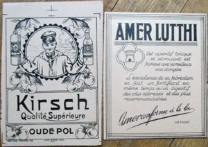 PAIR Printer's Proof 1930s Bottle Labels - Cherry/Kirsch, Amer Lutthi - Picture 1 of 1