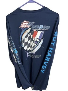 Camisa de manga larga Guy Harvey azul marino con estampado de carreras Sebring para hombre pequeña ÚNICA - Imagen 1 de 8