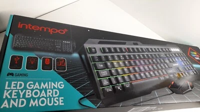 Genuine Intempo LED Gaming Keyboard and 6D Optical Mouse Colour Changing Metalic - Image 1 of 4