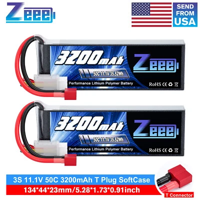 2 x Zeee 3с Lipo аккумулятор 3200mAh 11.1V 50C T штепсельная вилка мягкий чехол для RC самолета автомобиля - Изображение 1 из 4