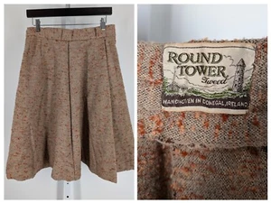 Vintage 50s Handwoven Donegal Tweed Ireland Peasant Boho Pleated 29" Round Tower - Picture 1 of 7