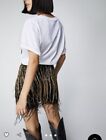 Tassel Beaded Metallic Mini Skirt