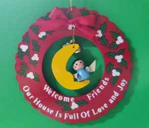 Wood Wreath Christmas is Love OUR HOUSE IS FULL OF LOVE AND JOY 5" Ornament - Picture 1 of 4