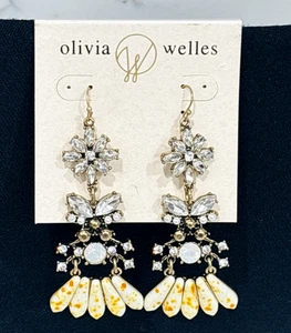 Strass Statement Ohrringe Blume Hänger goldfarben NEU - Bild 1 von 13