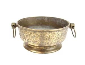 Vintage Etched Brass  Bowl Ornate India Trinket Dish Small 5" - Picture 1 of 8