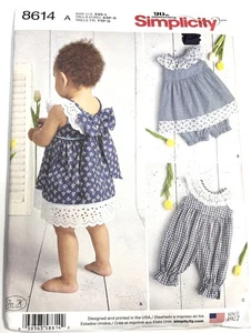 Simplicity Baby Sewing Pattern Preemie - 18 Mo   Romper & Dress New UNCUT  8614 - Picture 1 of 2