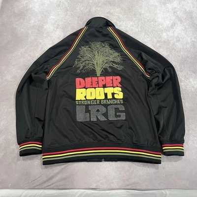LRG Deeper Roots Track Zipup w/Embroidery Size Large Rasta Bob Marley  - Image 1 of 4