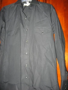 Colección Dorada, Camisa Western Negra Frente a Presión, Yugo, Triple Puño a Presión, 16, Grande - Imagen 1 de 11