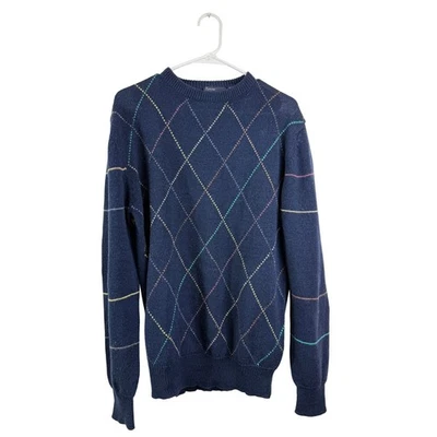 Vintage Arrow Blazer Collection Blue Argyle Sweater Mens Size L Long Sleeve - Image 1 of 4