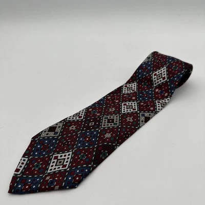 Corbata XMI Diamante Geométrica 100% Seda Hecha a Mano EE. UU. Roja Blanca Azul Americana Foto 1 de 3