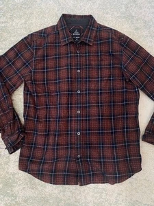 Prana Men's Size Large Button Up Long Sleeve Burnt Orange Plaid Shirt - Picture 1 of 9