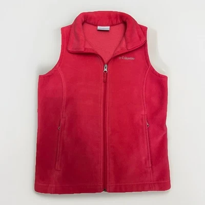Columbia Niñas Talla Mediana 10/12 Rosa Polar Cremallera Completa Chaleco Chaqueta Sin Mangas Foto 1 de 4