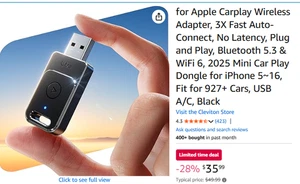 Adaptador inalámbrico para Apple Carplay 3X conexión automática rápida sin enchufe de latencia y P... - Imagen 1 de 9