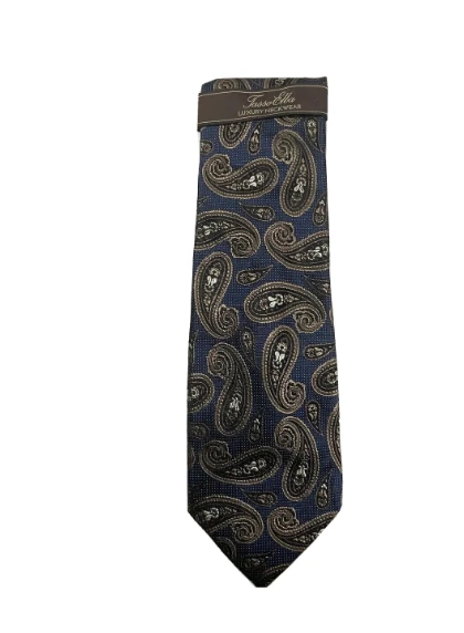 Corbata de seda con patrón de pino Tasso Elba Parma LG para hombre, azul marino/dorado-OS Foto 1 de 1