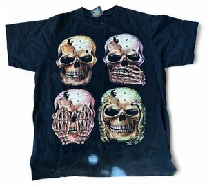 Rock Chang shirt y2k grunge skulls emo, Hear no evil, see no evil, talk no Evil - Picture 1 of 9
