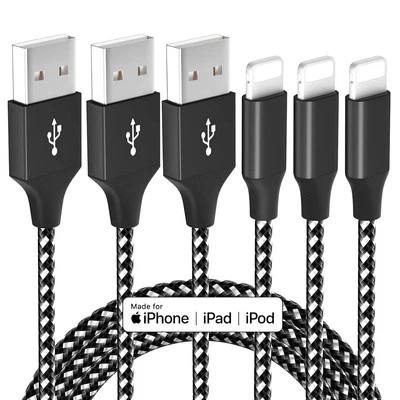 Braided Fast Charger Cable Heavy Duty USB Cord For iPhone 14 13 12 11 X XR 8 Lot - Image 1 of 4