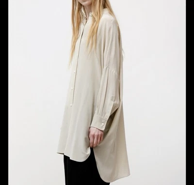 Dusan Oversized Silk Shirt Brown Small Made in Italy - Image 1 of 4