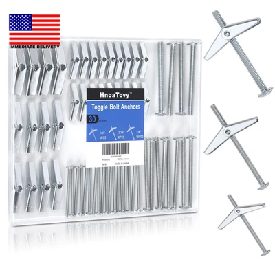 Anclajes de pared de 30 piezas para paneles de yeso de alta resistencia, anclajes de pared huecos, anclajes de palanca para Foto 1 de 4