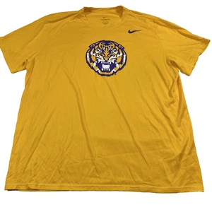 LSU Tigers FOOTBALL - Nike DriFit XXL Yellow T Shirt Tee - Picture 1 of 14