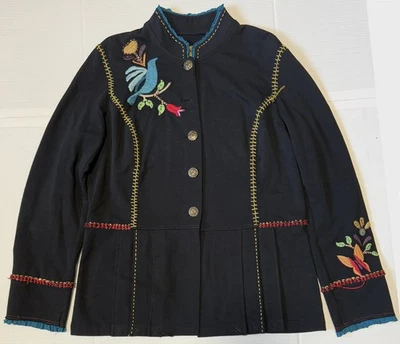 DOUBLE D RANCH - Chaqueta para pájaros de alta costura occidental tejida elástica negra para mujer - Grande Foto 1 de 4