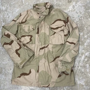 Vintage US Army Coat Field Jacket Mens Medium Long Desert Camo Hood 90s - Picture 1 of 11
