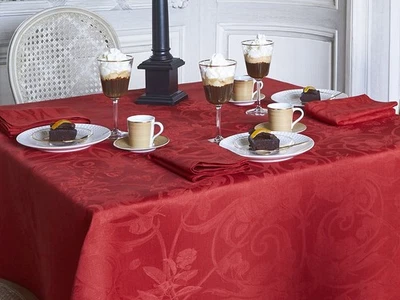 NAPPE TIVOLI GRIOTTE 175x250cm LE JACQUARD FRANCAIS 100% PUR LIN - Photo 1/4