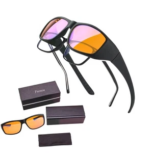 Fit Over Orange Blue Light Blocking Glasses, 99% Amber Blue Light Glasses For... - Picture 1 of 7
