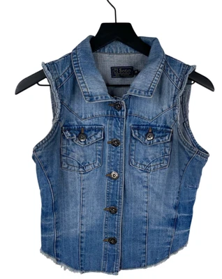Ci Sono Women's Country Boho Biker Denim Vest Blue Size M - Image 1 of 4