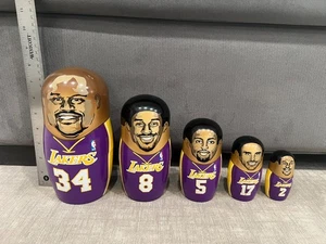 RARE Newcrafters Los Angeles Lakers Nesting Doll Shaq Kobe Horry Fox Fisher - Picture 1 of 2