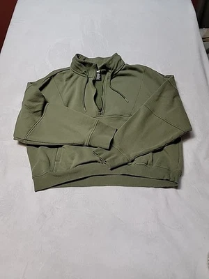 Avia Olive Green Cropped Mid Zip Front Sweatshirt - Image 1 of 4