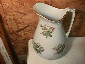 Antique Ironstone Wash Pitcher Floral Spray Powell & Bishop - Picture 1 of 4