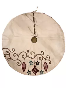 Weihnachtsbaum Rock Stickerei verziert creme 51" Durchmesser Feiertag Dekor - Bild 1 von 4