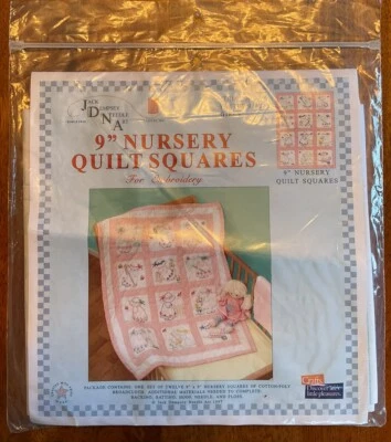 Nursery Quilt Blocks - 9” x 9” - Girls - Jack Dempsey Needle Art #300-21 - Image 1 of 4