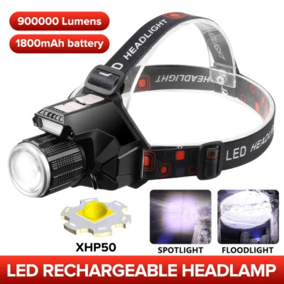 900000 Lumen Super Hell LED Stirnlampe USB Scheinwerfer Kopflampe Taschenlampe - Bild 1 von 4