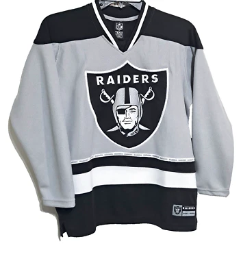 Camisa Jersey Manga Longa NFL Team Apparel Masculina Tamanho XL 18-20 Black Raiders NOVA - Imagem 1 de 4