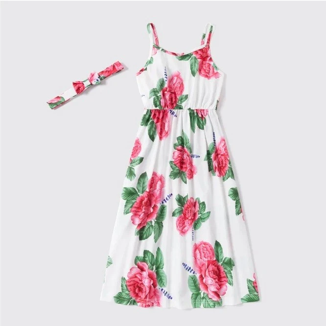 Girls Maxi Dress- Girls' Pink Floral Maxi Dress and Headband Set - image 1 of 4