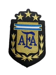 ARGENTINA AFA 3 STAR LOGO BLACK SHIELD SHAPED Iron on Patch Crest BADGE ..New - Picture 1 of 1