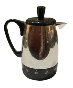 Vintage Timer Perkolator 60 Minuten getestet von Bonjour silber & schwarz 4" hoch - Bild 1 von 3