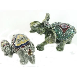Juego de 2 piezas de soporte de joyería decorativa para elefantes - gris y verde - Imagen 1 de 12