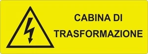 2 TARGHETTE ADESIVE ISO 7010 "CABINA DI TRASFORMAZIONE" SEGNALETICA PERICOLO - Foto 1 di 1