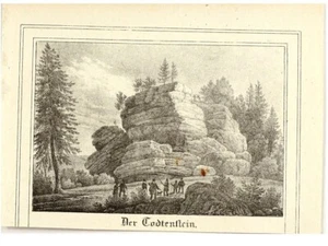 THE DEADSTONE IN EASTERN UPPER LUSATIA Orig.Litho Saxonia circa 1845 - Picture 1 of 3