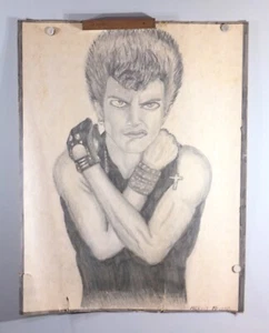 Vintage Billy Idol Bleistiftzeichnung - von Rivera - 22x27 A02-45-2 - Bild 1 von 7