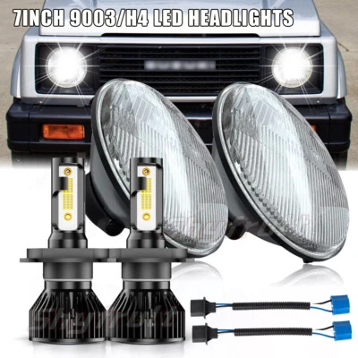 Pair Dot 7" inch LED Round Headlights DRL Hi/Lo Beam-For Suzuki Samurai SJ410 2x Foto 1 de 4
