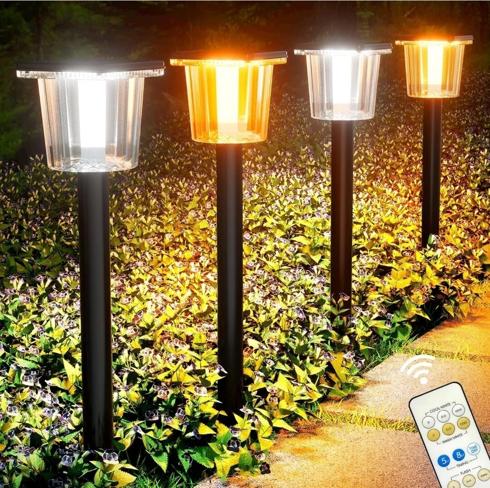 Solar Pathway Lights Outdoor 4PCS, Bright Solar Landscape Lights with Remote  - Image 1 of 4
