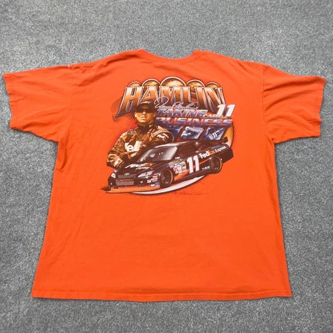 Vintage Nascar Shirt Men XXL 2XL Orange Tee Denny Hamlin Racing Adult Y2K 11 * Cover