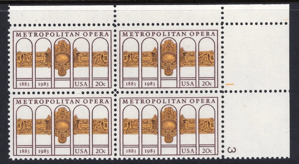 US #2054 20¢ Metropolitan Opera UR Plate Block 1983 MNH - Image 1 of 1